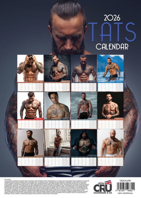 CalendarsRUs Tattoo Men A3 Kalender 2026