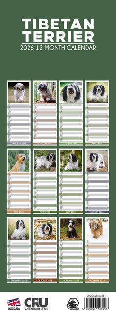 CalendarsRUs Tibetaanse Terrier Slimline Kalender 2026