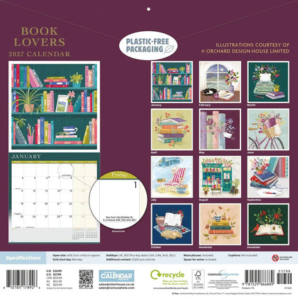 CarouselCalendars Book Lovers, Orchard Design Kalender 2027
