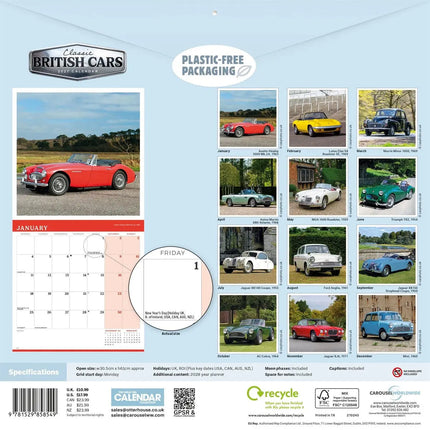CarouselCalendars Classic British Cars Kalender 2027