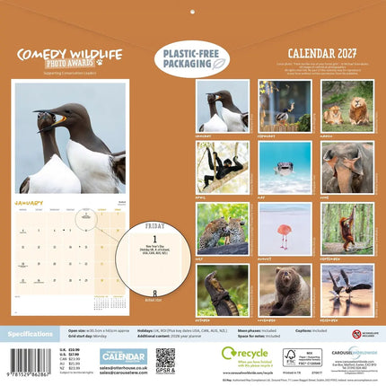 CarouselCalendars Comedy Wildlife Kalender 2027