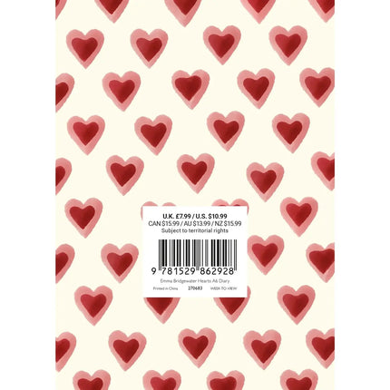 CarouselCalendars Emma Bridgewater Agenda 2027 A6 Hearts