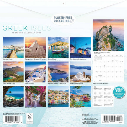 CarouselCalendars Griekse Eilanden Kalender 2026