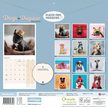 CarouselCalendars Honden Vermomming Kalender 2026