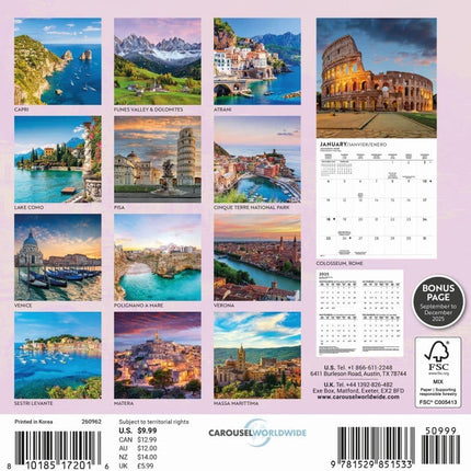 CarouselCalendars Italië Kalender Mini 2026