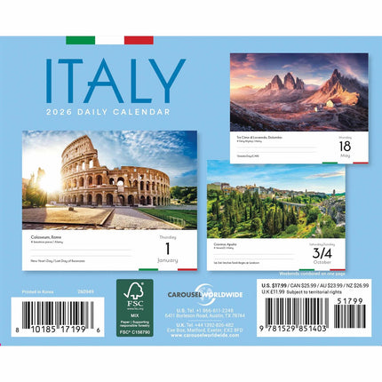 CarouselCalendars Italië Scheurkalender 2026 Boxed