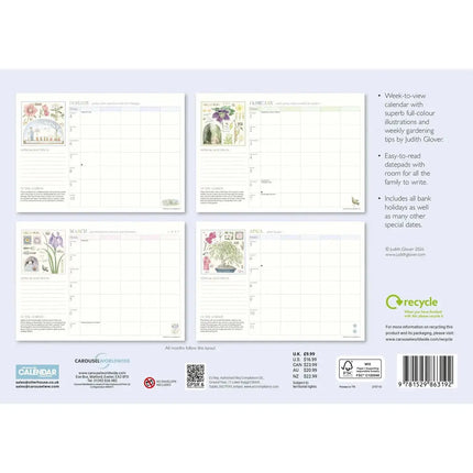 CarouselCalendars Judith Glover, Tuindagen A4 Familie Organiser 2027