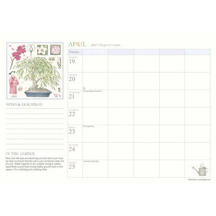 CarouselCalendars Judith Glover, Tuindagen A4 Familie Organiser 2027