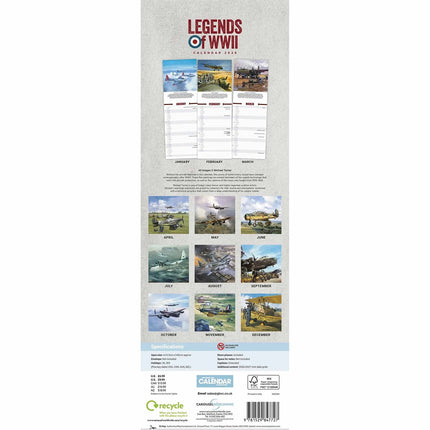 CarouselCalendars Legends of WWII Kalender 2026 Slimline