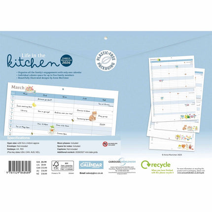 CarouselCalendars Life In The Kitchen A4 Familie Organiser 2026