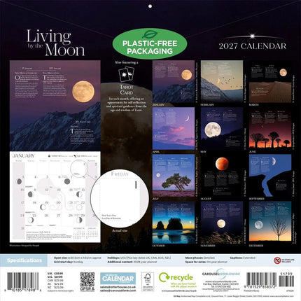 CarouselCalendars Living by the Moon Kalender 2027