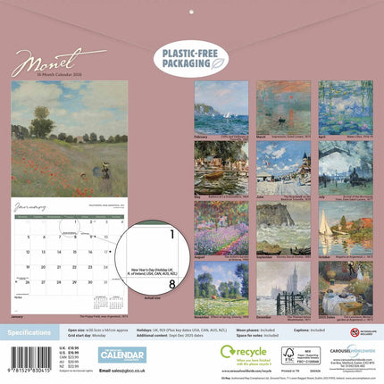 CarouselCalendars Monet Kalender 2026