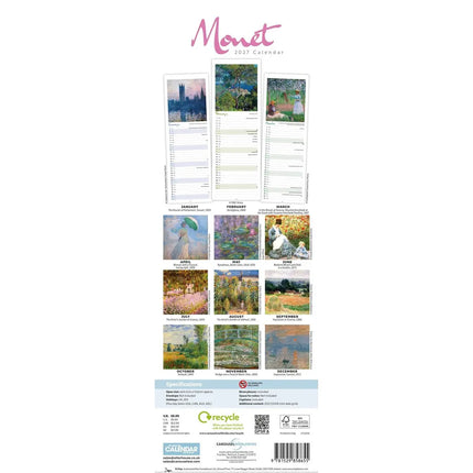 CarouselCalendars Monet Slimline Kalender 2026