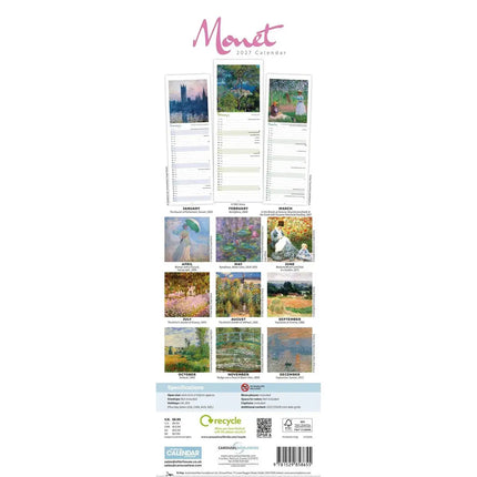 CarouselCalendars Monet Slimline Kalender 2027