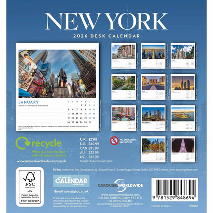 CarouselCalendars New York Deskkalender 2026
