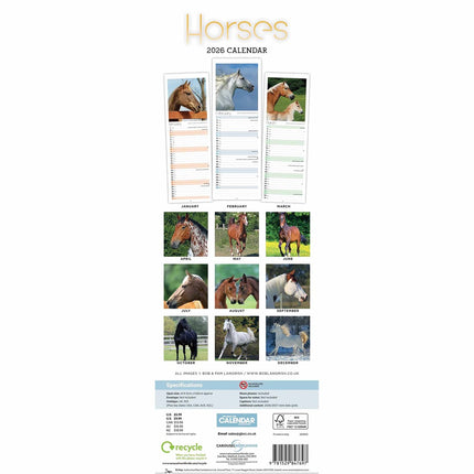 CarouselCalendars Paarden Kalender 2026 Slimline