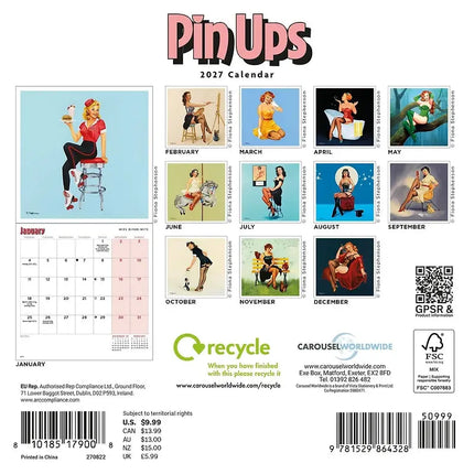 CarouselCalendars Pin Ups Mini Kalender 2026
