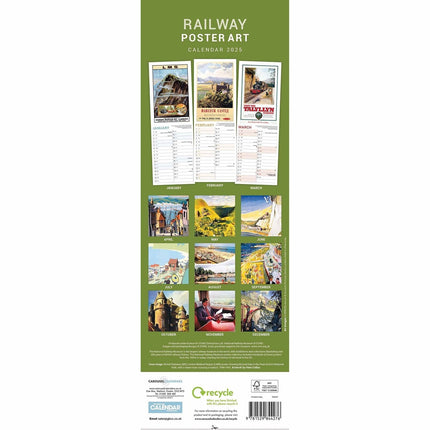 CarouselCalendars Railway Poster Art Kalender 2025 Slimline