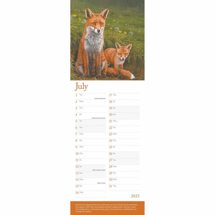 CarouselCalendars Robert Fuller British Wildlife Kalender 2025 Slimline
