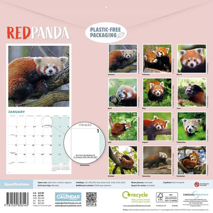 CarouselCalendars Rode Panda Kalender 2027