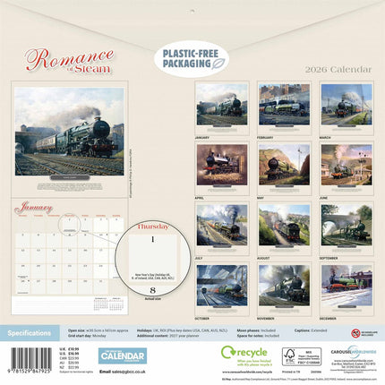 CarouselCalendars Romance of Steam Kalender 2027