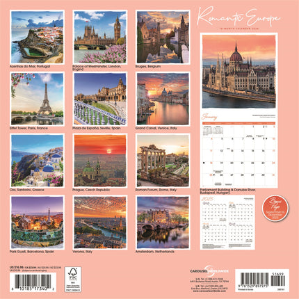 CarouselCalendars Romantisch Europa Kalender 2026