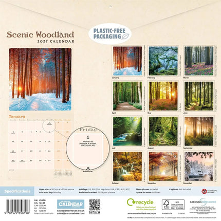 CarouselCalendars Scenic Woodland Kalender 2027