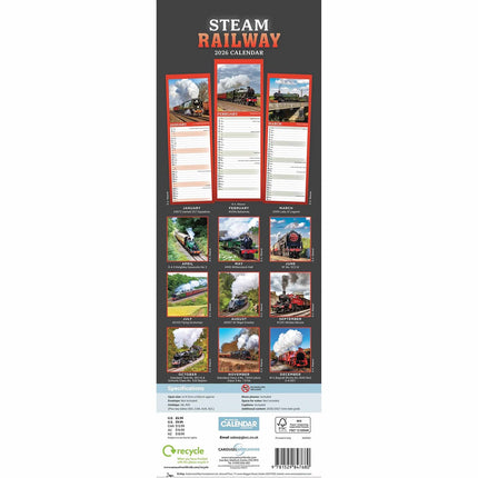 CarouselCalendars Stoomtreinen Slimline Kalender 2026