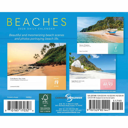CarouselCalendars Stranden Scheurkalender 2026 Boxed