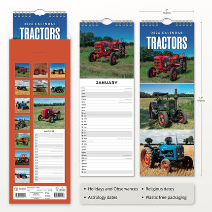 CarouselCalendars Tractors Slimline Kalender 2026