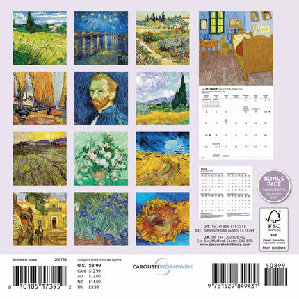CarouselCalendars Van Gogh Mini Kalender 2026