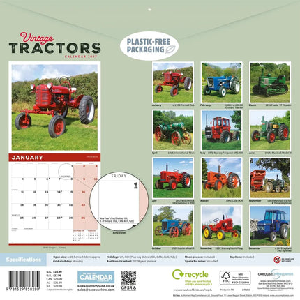 CarouselCalendars Vintage Tractors Kalender 2027