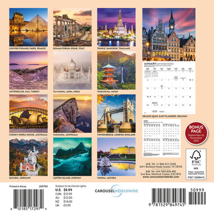 CarouselCalendars Wereld Kalender 2026 Mini