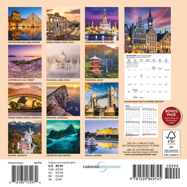 CarouselCalendars Wereld Kalender 2026 Mini