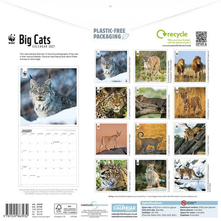 CarouselCalendars WWF Big Cats Kalender 2027