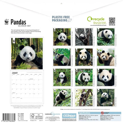 CarouselCalendars WWF Panda's Kalender 2027