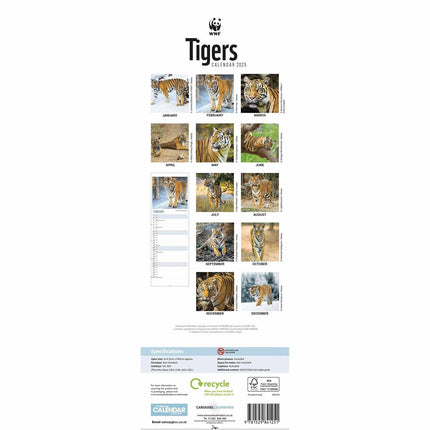 CarouselCalendars WWF Tijger Kalender 2025 Slimline