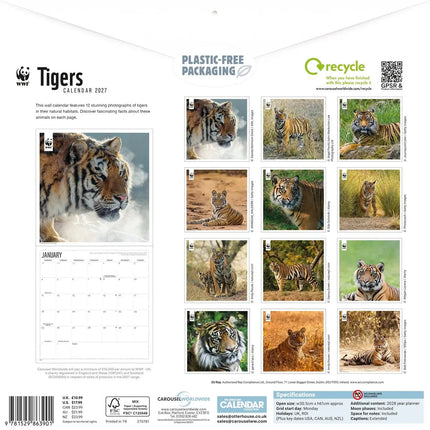 CarouselCalendars WWF Tijger Kalender 2027