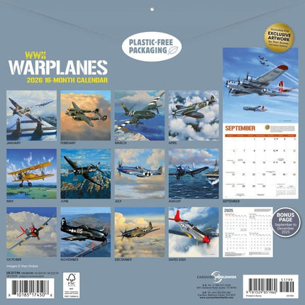 CarouselCalendars WWII Vliegtuigen Kalender 2026