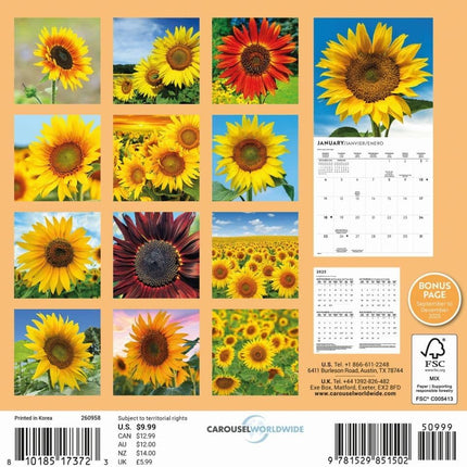 CarouselCalendars Zonnebloemen Kalender 2026 Mini