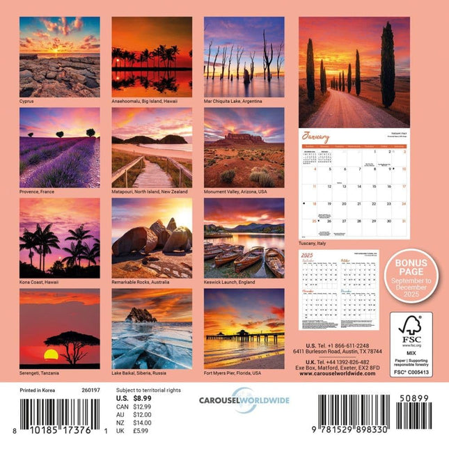 CarouselCalendars Zonsondergang Kalender Mini 2026