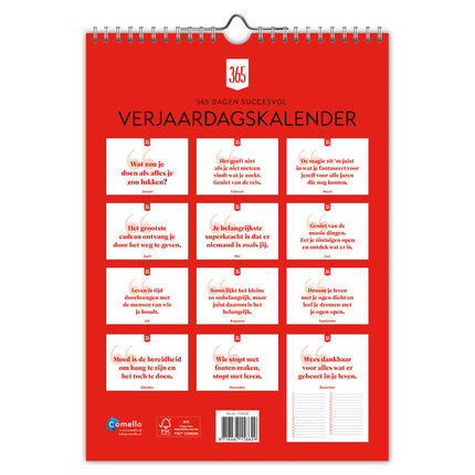 Comello 365 Dagen Succesvol Verjaardagskalender A4