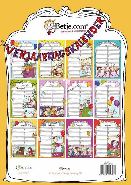 Comello Betje.com A4 Verjaardagskalender