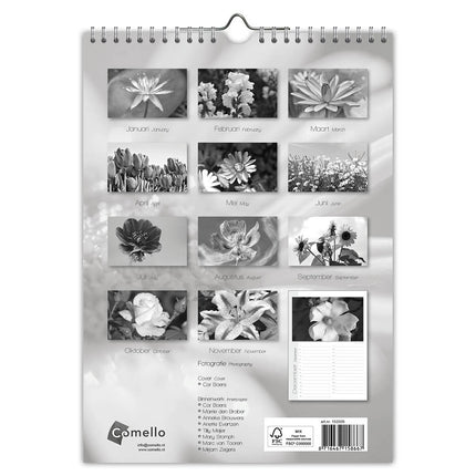 Comello Black & White Flowers Verjaardagskalender