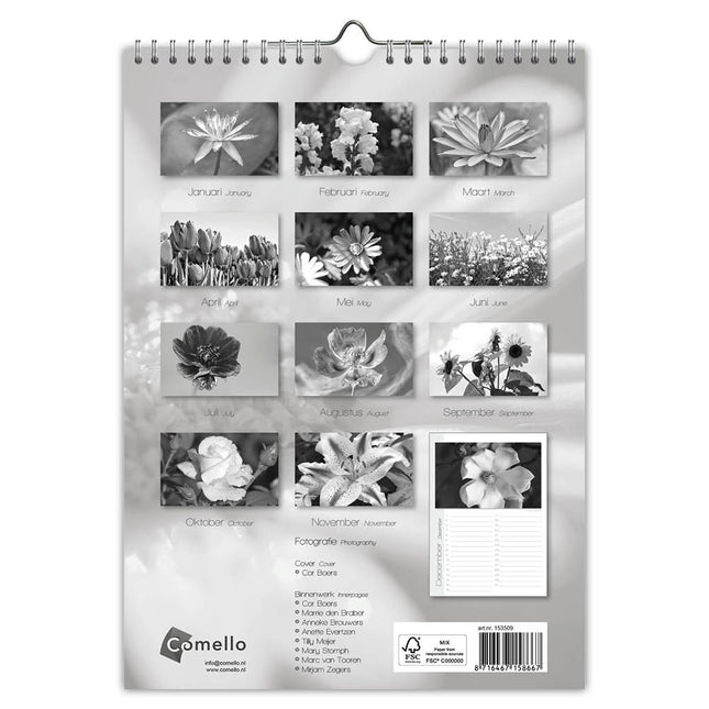 Comello Black & White Flowers Verjaardagskalender