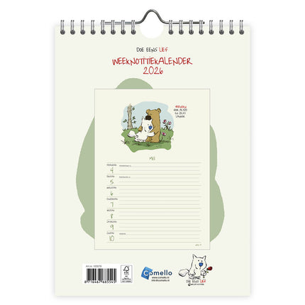 Comello Doe eens lief WEEKnotitiekalender 2026