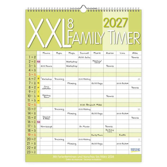 Comello Familytimer XXL Kalender 2027 voor 8 pers