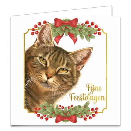 Comello Franciens Katten Kerstkaarten - Cyperse kat – Kerstklokjes patroon