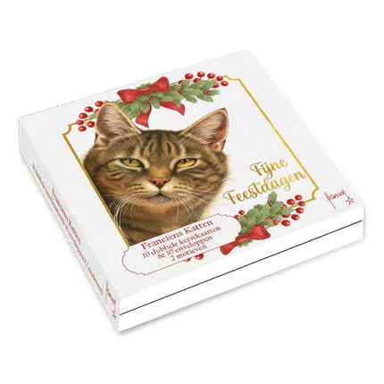 Comello Franciens Katten Kerstkaarten - Cyperse kat – Kerstklokjes patroon