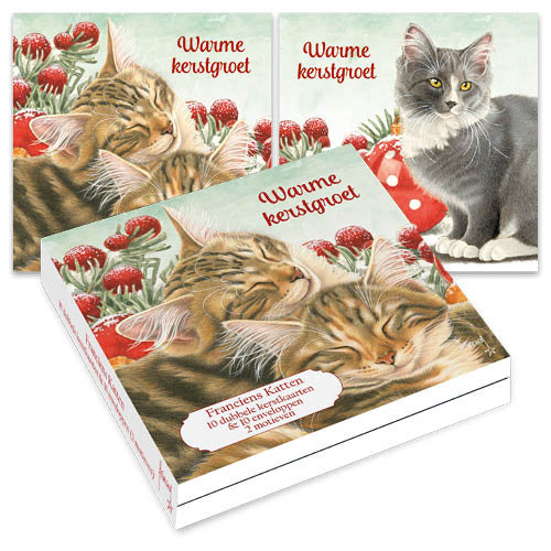 Comello Franciens Katten Kerstkaarten Kat met krans
